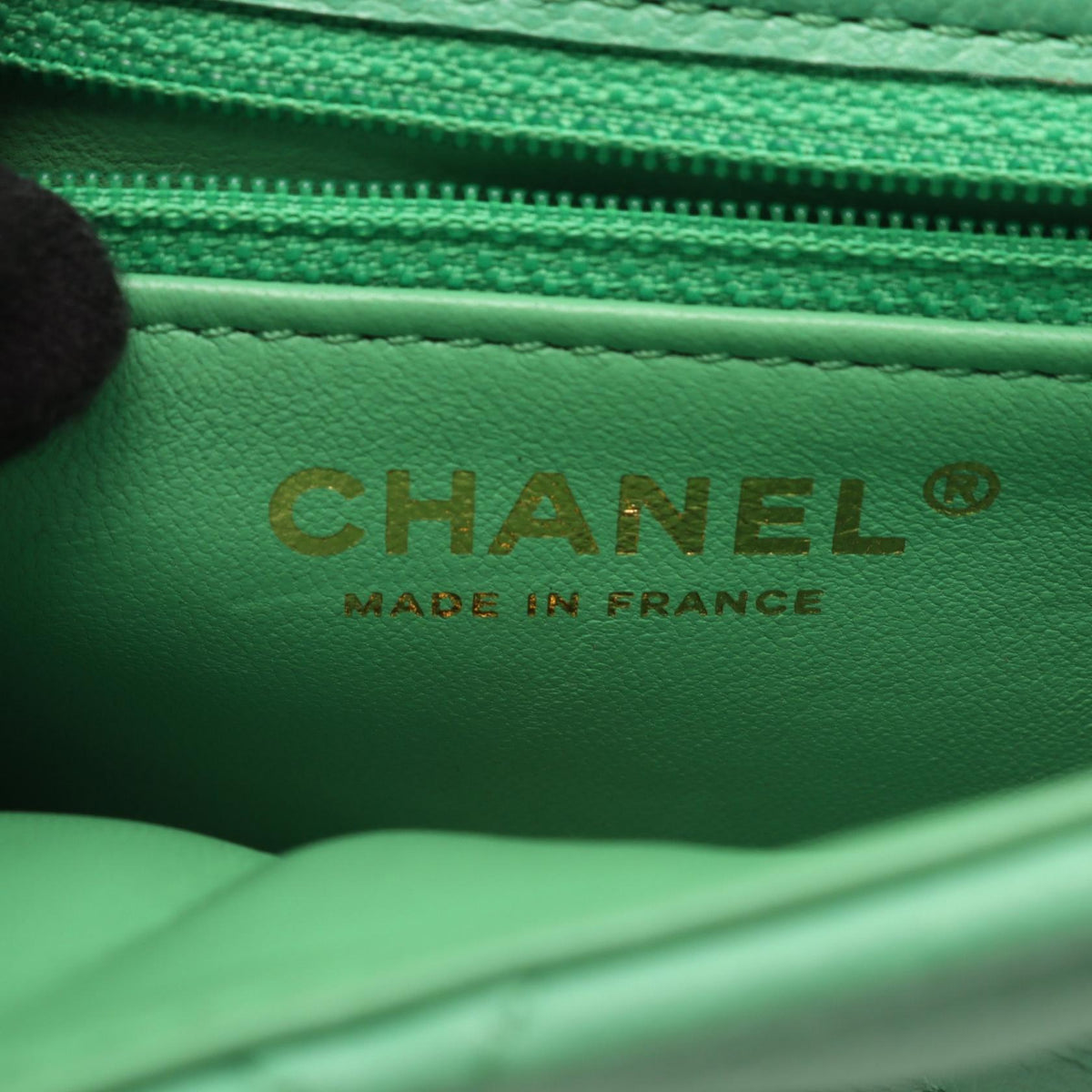 CHANEL Green Matelasse Small Grained Calfskin leather 2104102537254