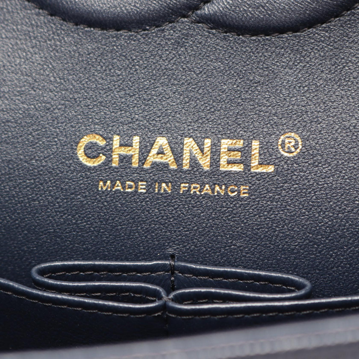 CHANEL Navy Matelasse W flap Grained Calfskin leather 2106800643442