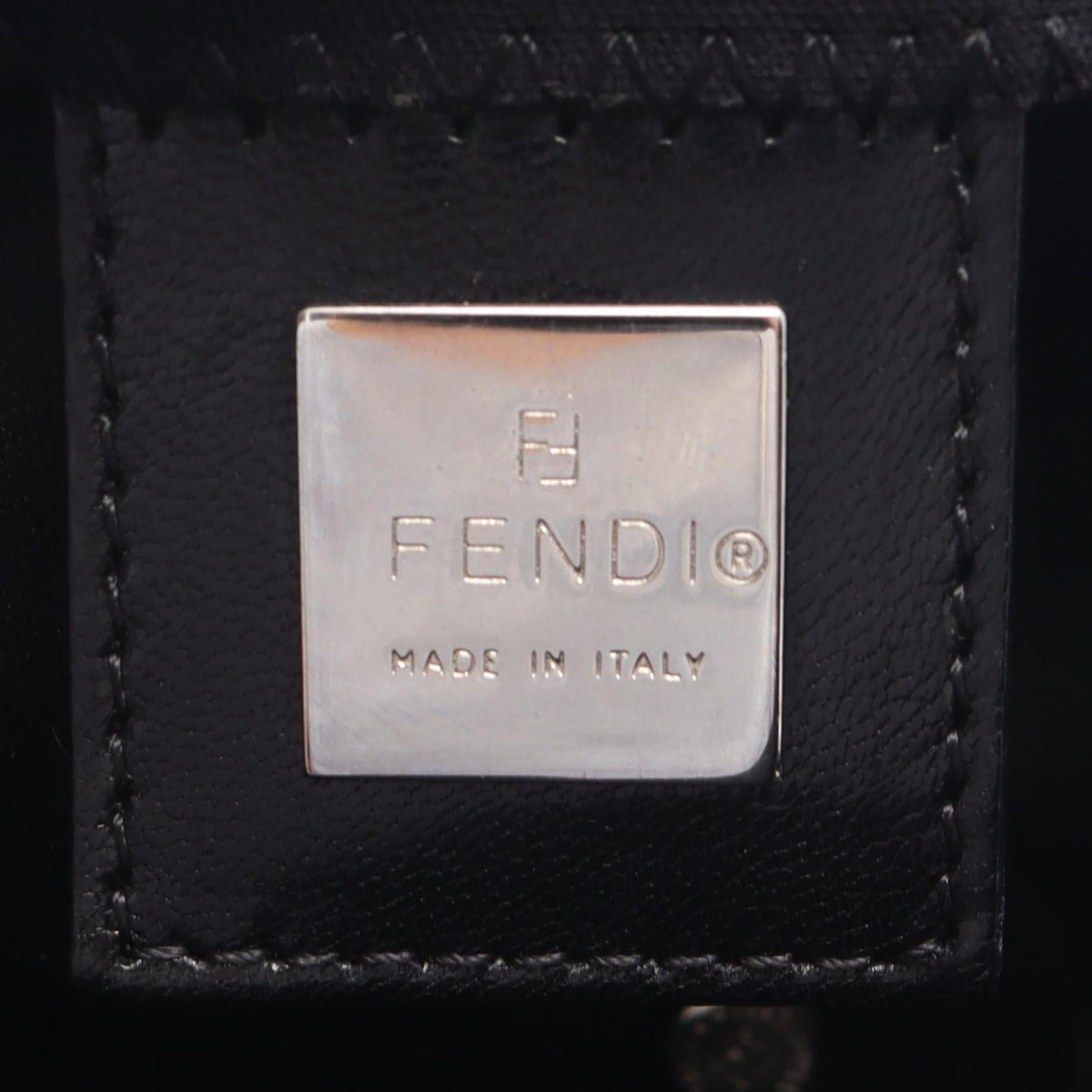 FENDI Mamma bucket Shoulder Bag Black leather Fabric 2121400020486