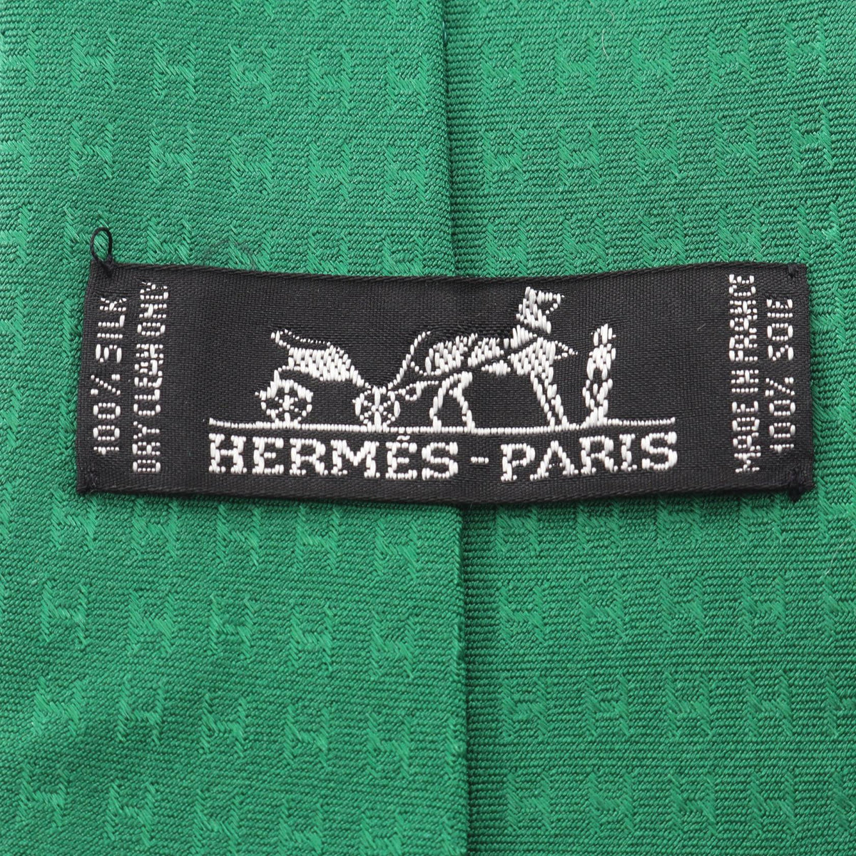 HERMES H logo total pattern tie Green silk silk 2104102536592
