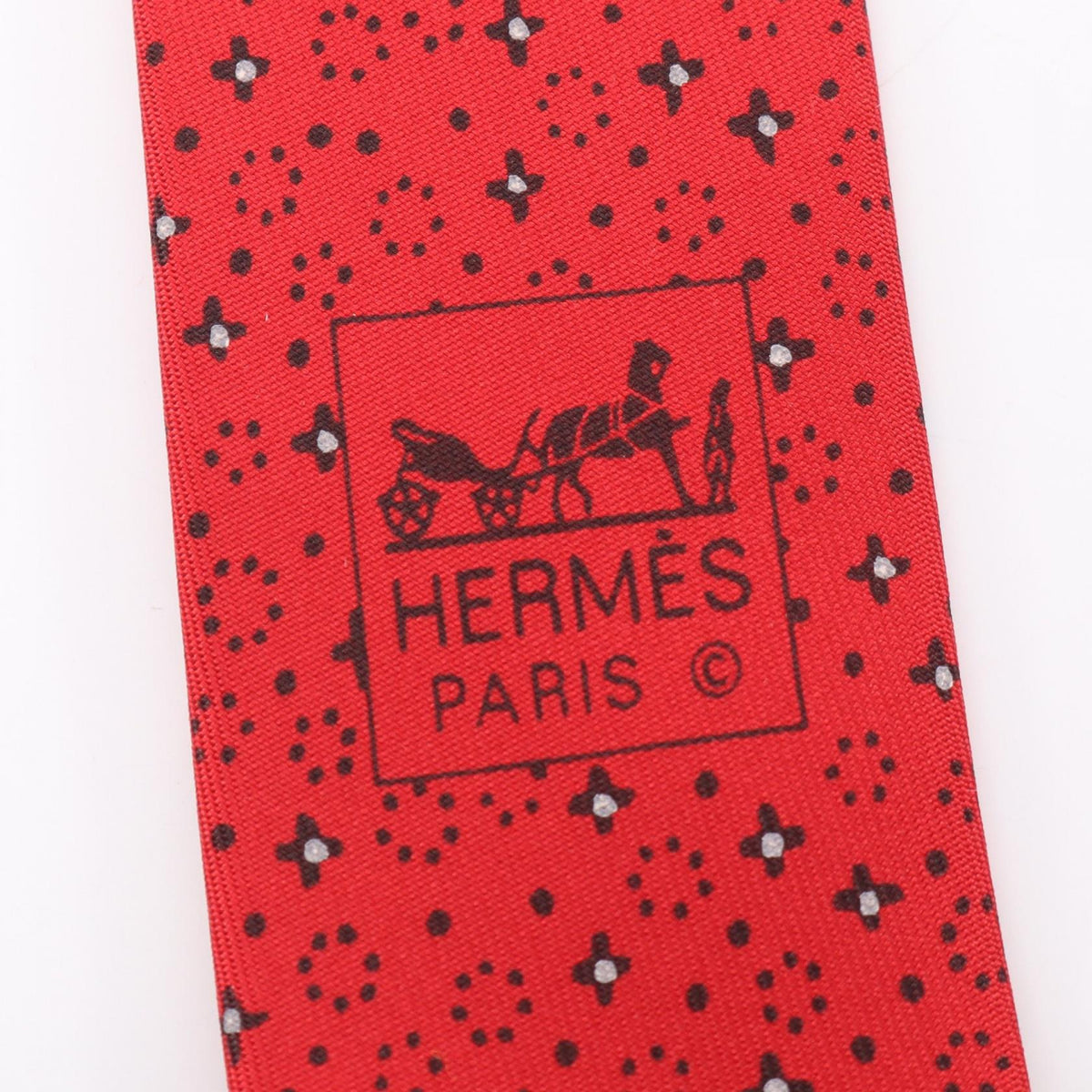 HERMES Overall handle tieWhite White Red/Black/White silk silk 2104102536523