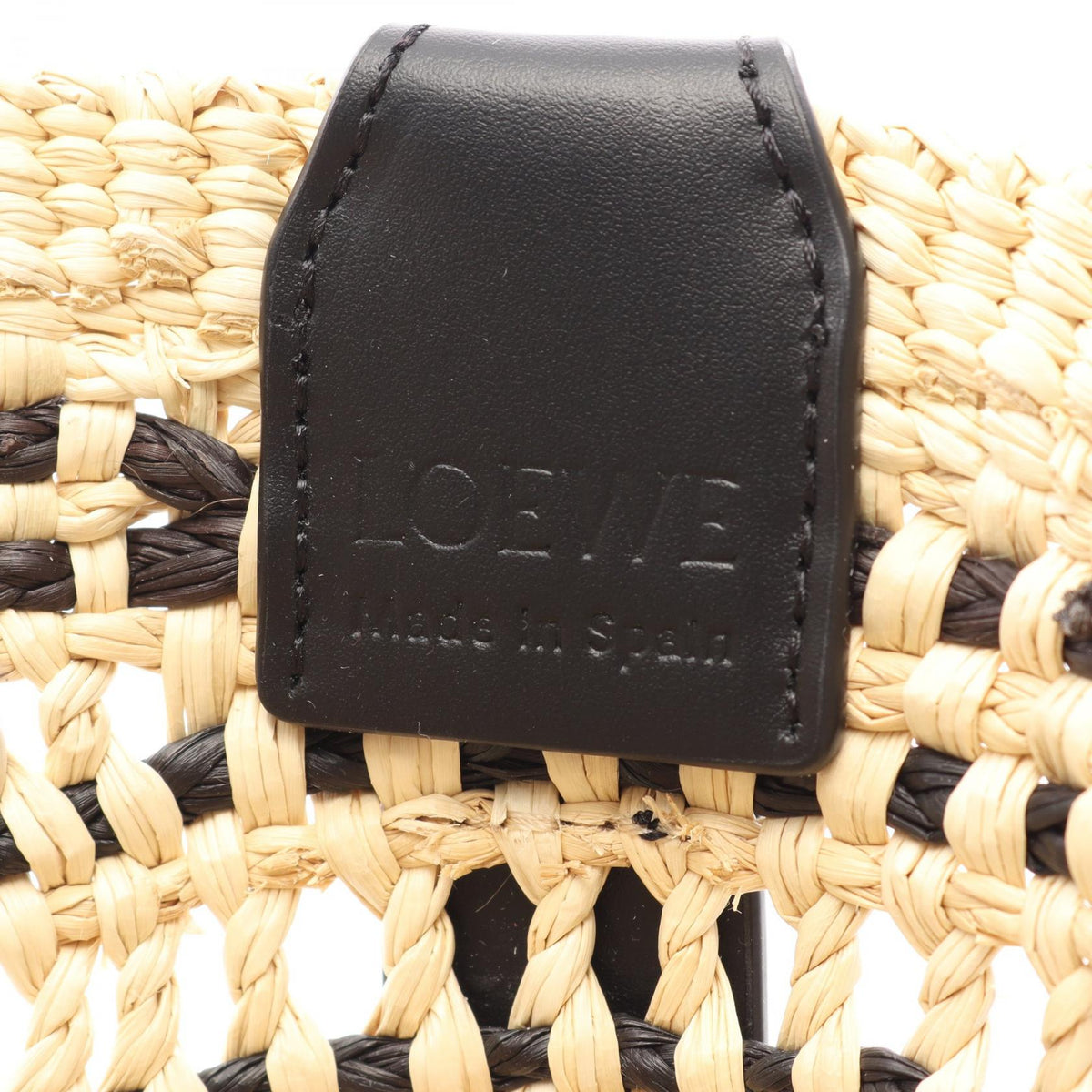 LOEWE Paula's Ibiza Braided Basket Bag Small Tote Bag Beige/Black leather Raffia ASCPIBSX022165 2101220158798