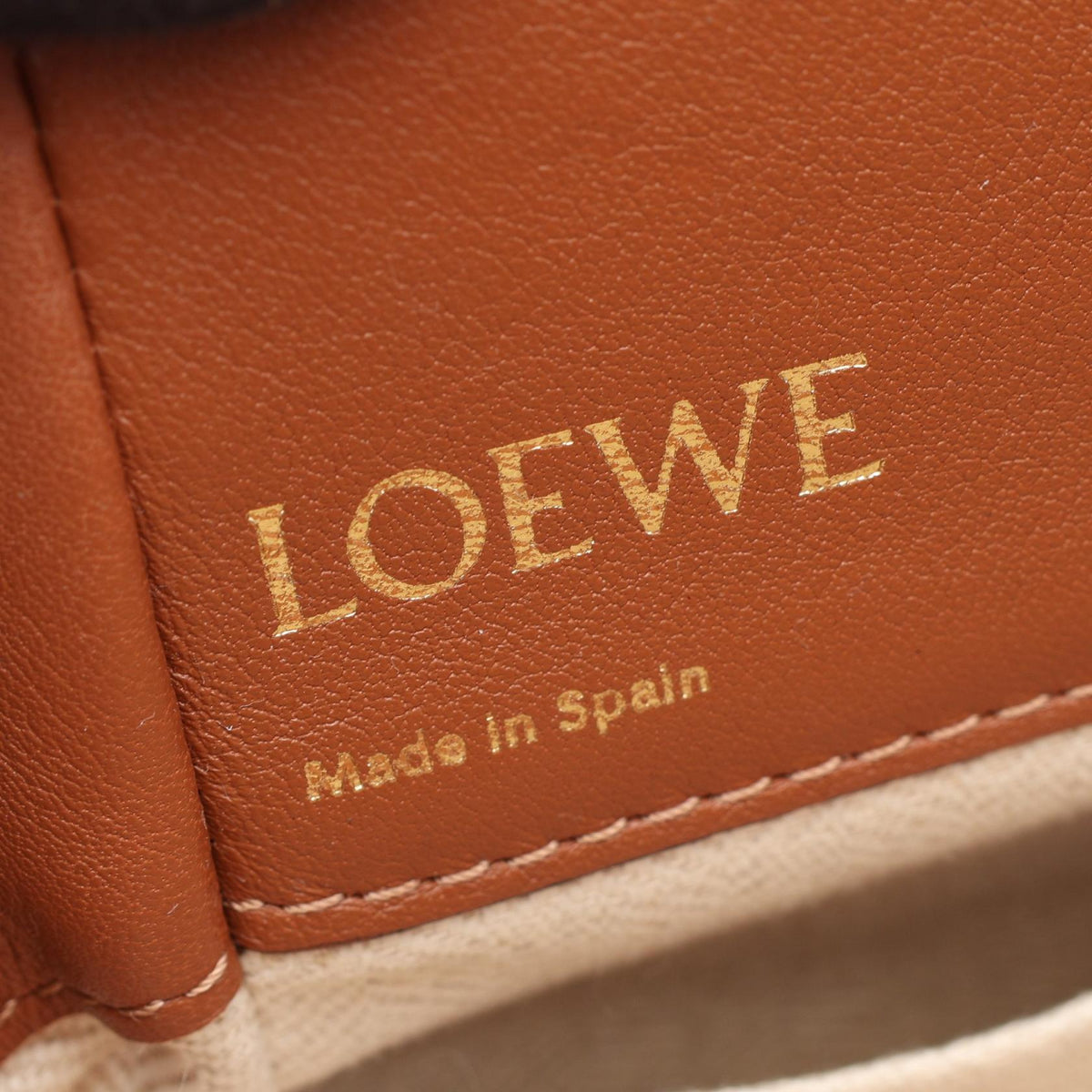 LOEWE Hammock Drawstring Bag Mini 2WAY Handbag Brown/Beige Other Canvas leather 2100301256347