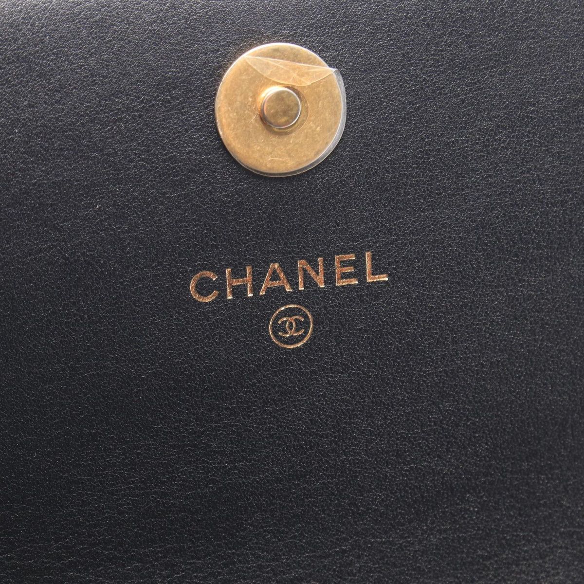 CHANEL Black Matelasse logo Lambskin (sheep leather) 2106800643596