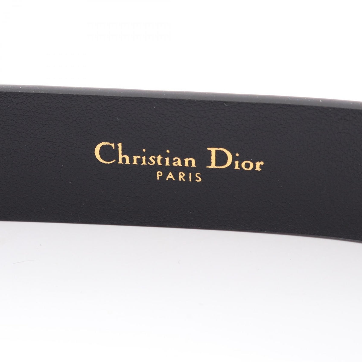 Christian Dior CD logo buckle with rhinestones and gold hardware. belt Black leather 2101220147075