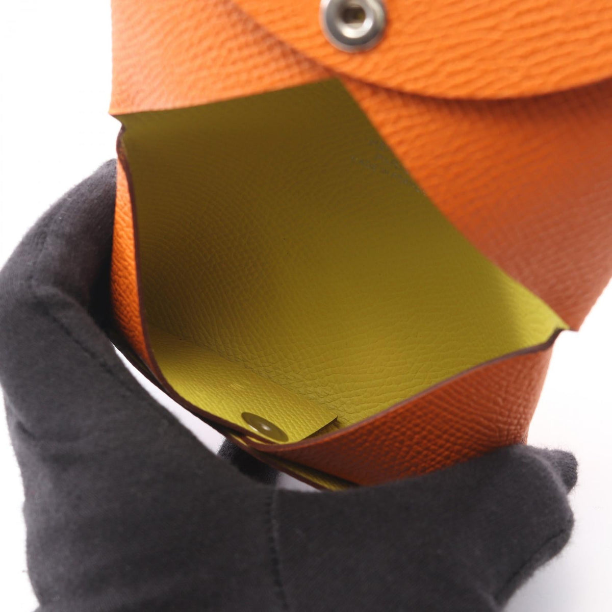 HERMES Calvi Verso Lime coin purseOrange Orange Orange Epsom Other Epsom 2120300060523