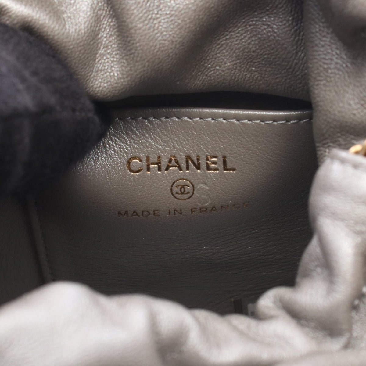 CHANEL Silver Small bucket bag with bead embroidery Lambskin (sheep leather) AP2220 2101219830186