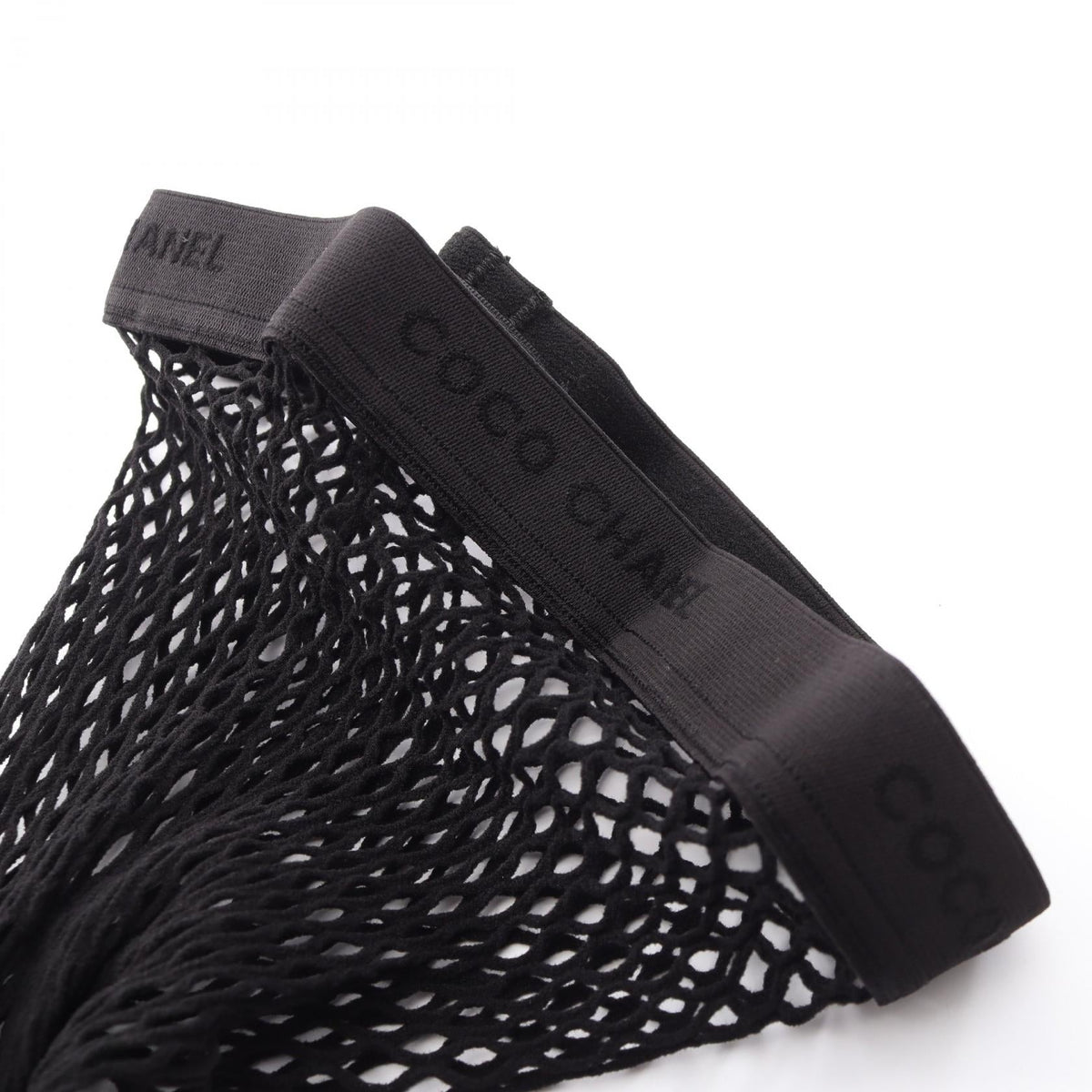 CHANEL Black COCO Mark Fishnet Tights Nylon 2104102538299