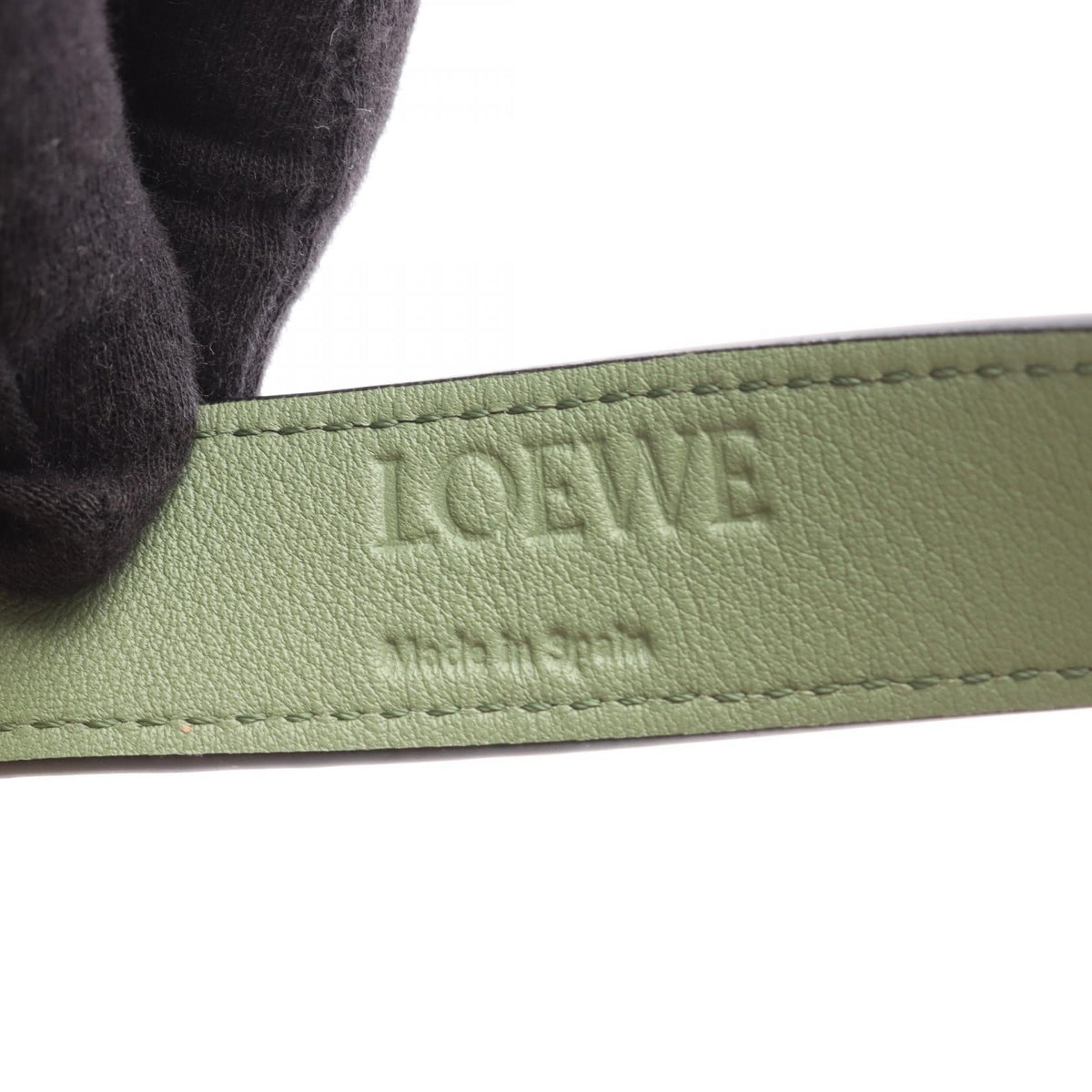 LOEWE Basket Bag Small Handbag Beige/Green leather Raffia 2104102543583