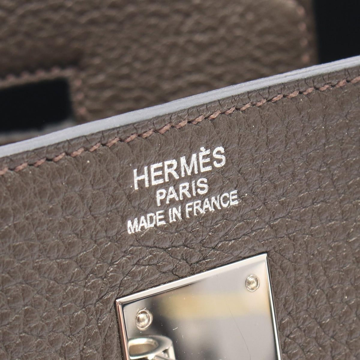 HERMES Birkin 40 Vert Bronze Handbag Gray Togo leather leather�Togo leather 2120100038234
