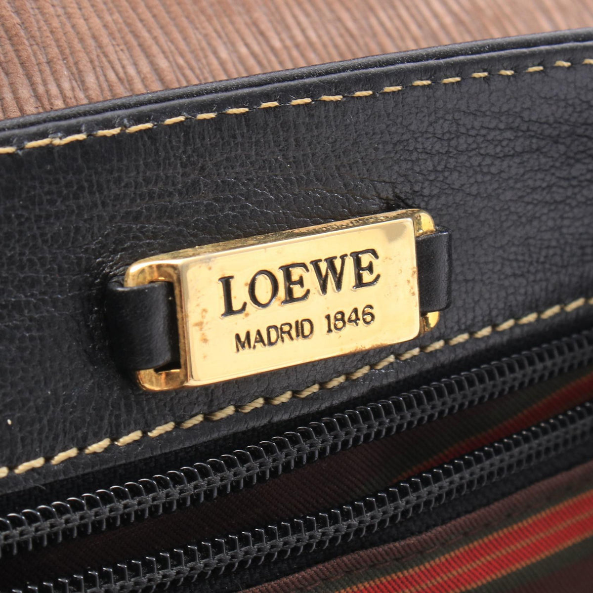 LOEWE Shoulder Bag Black/Brown leather 2120100038654
