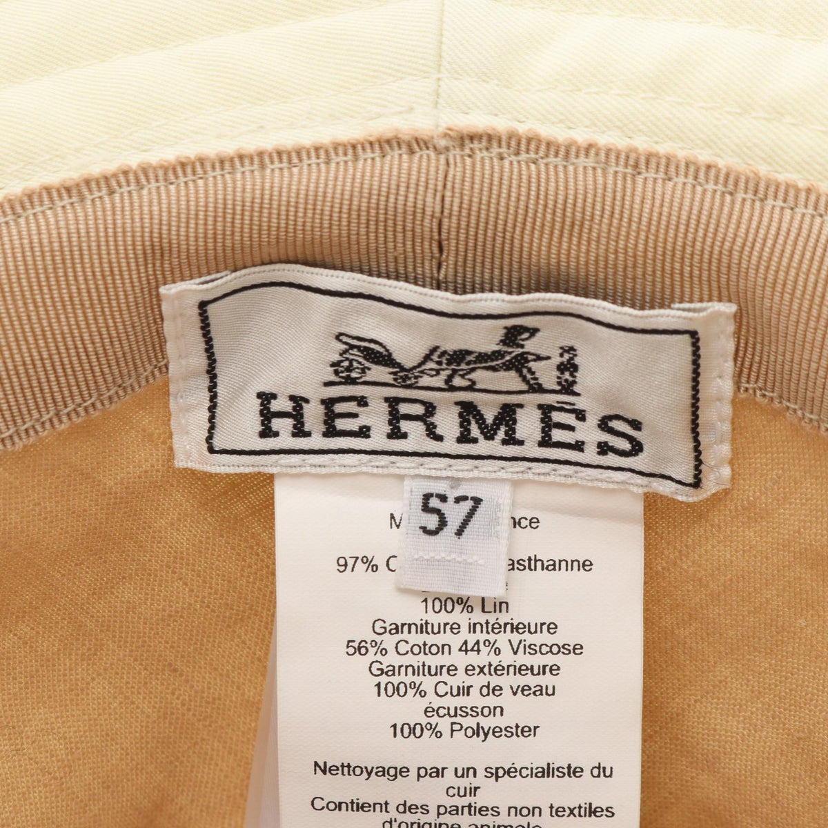 HERMES Fred H-cut bucket hat hat White cotton 2106800645019