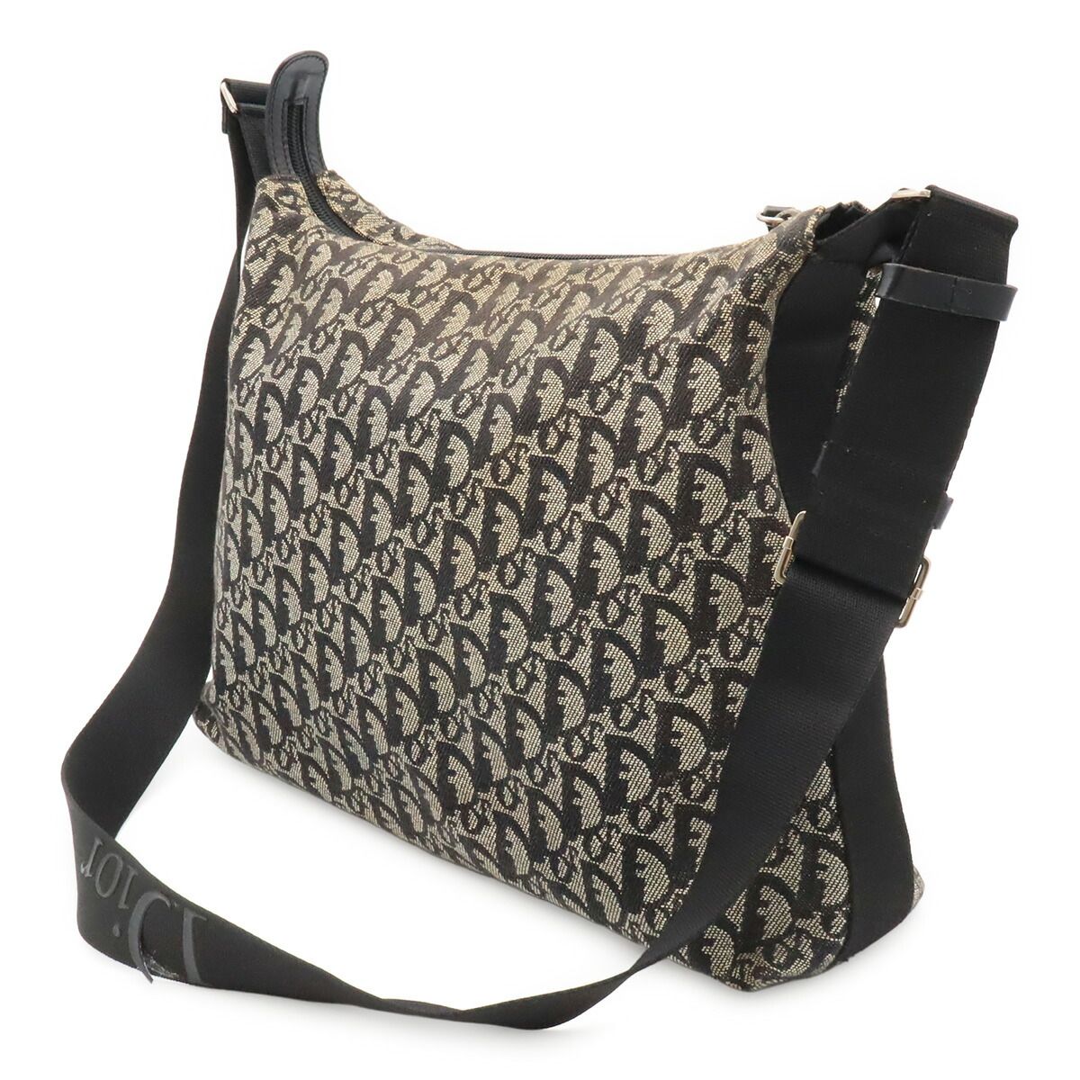 Christian Dior Trotter Jacquard Canvas Leather Shoulder Bag