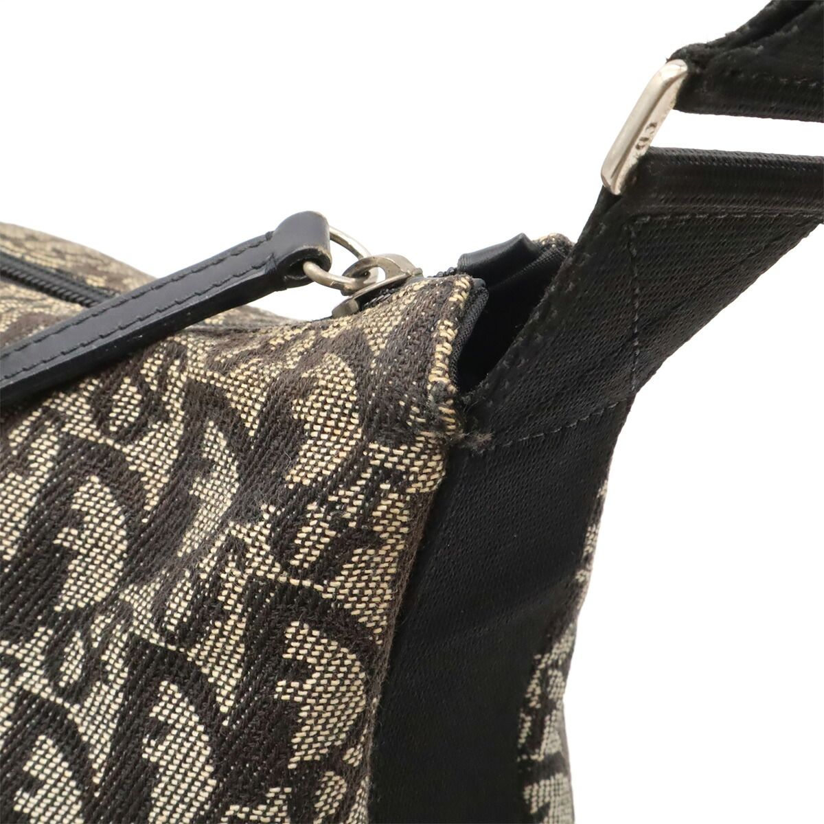 Christian Dior Trotter Jacquard Canvas Leather Shoulder Bag
