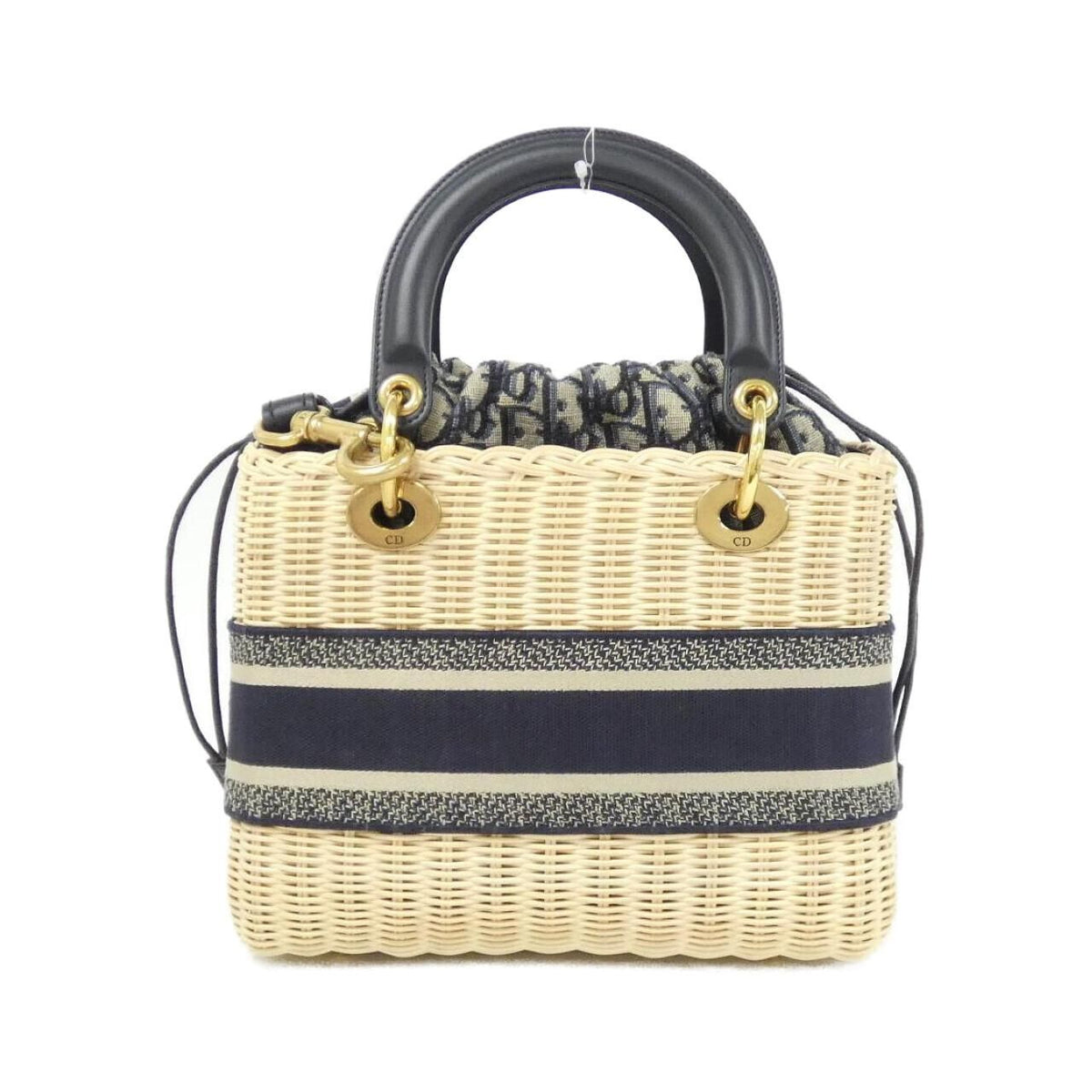 Christian Dior Dior Oblique Natural Wicker Canvas Handbag