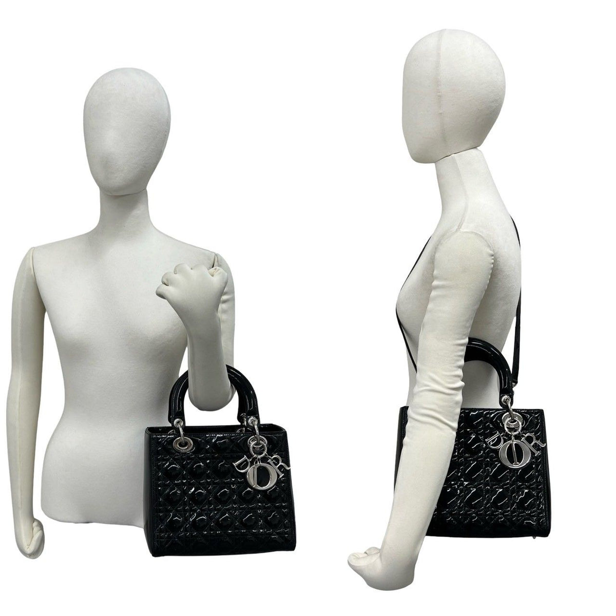 Christian Dior Lady Dior Patent Leather 2way Shoulder Bag