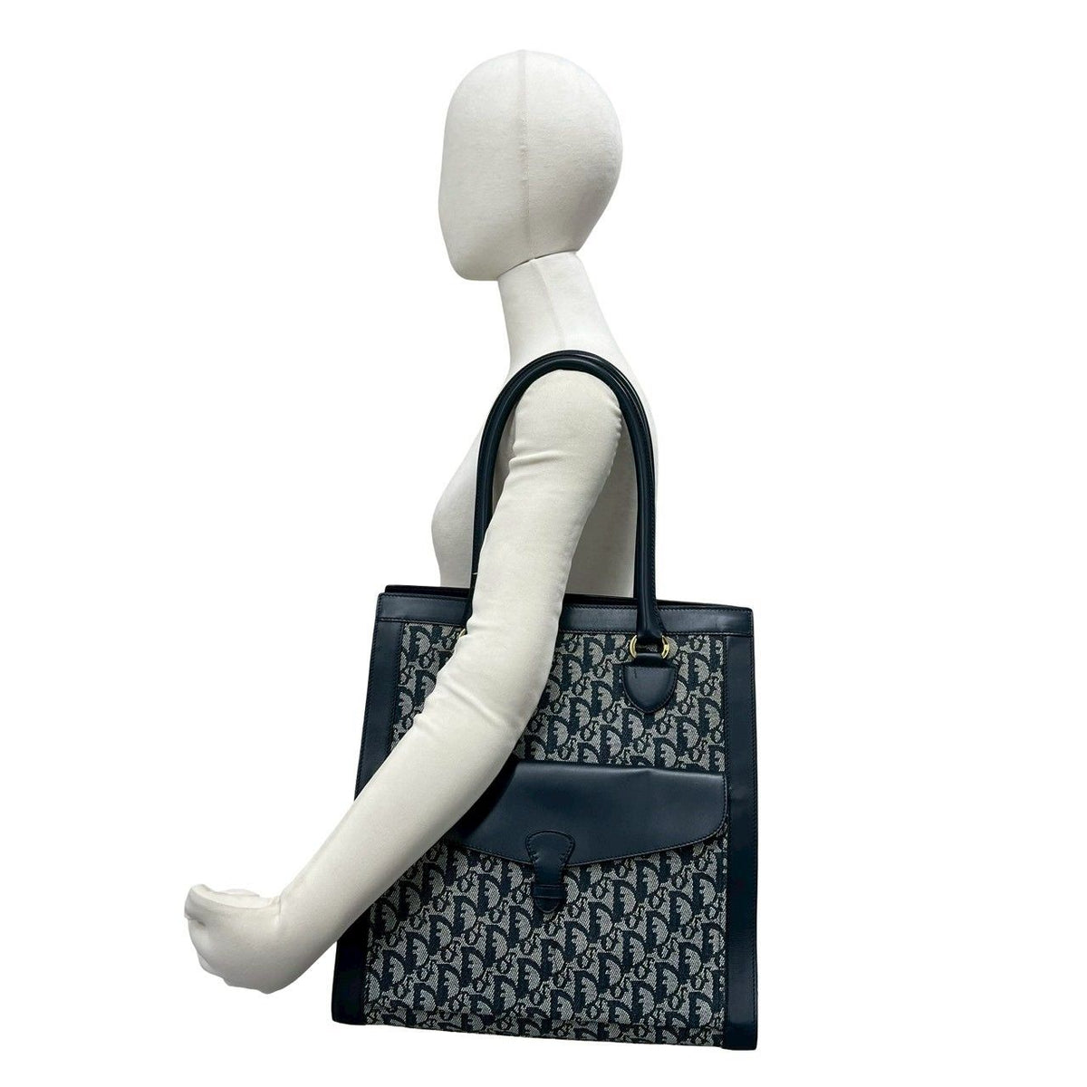 Christian Dior Trotter Canvas Leather Tote Bag