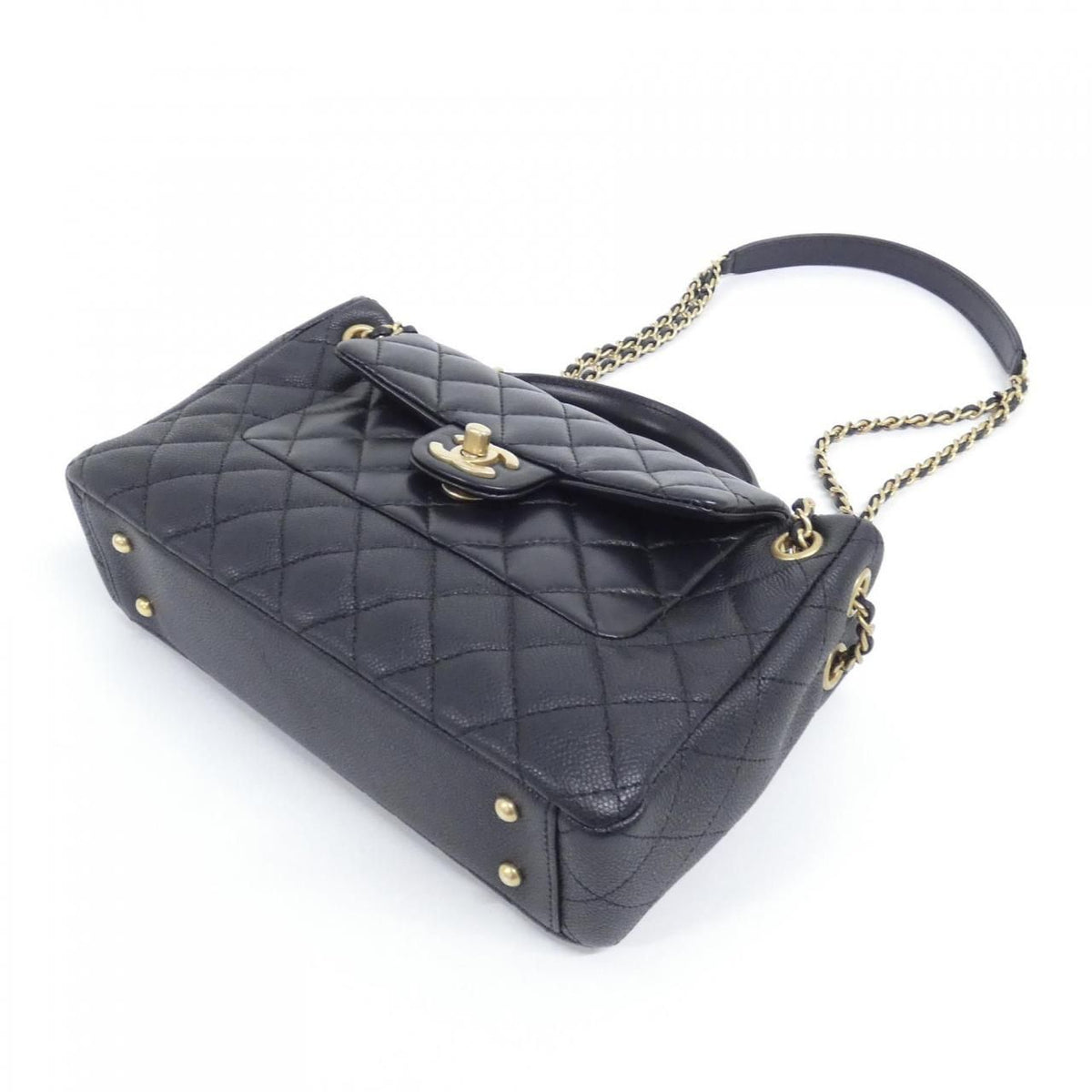 Chanel Grained Calfskin Lambskin Shoulder Bag