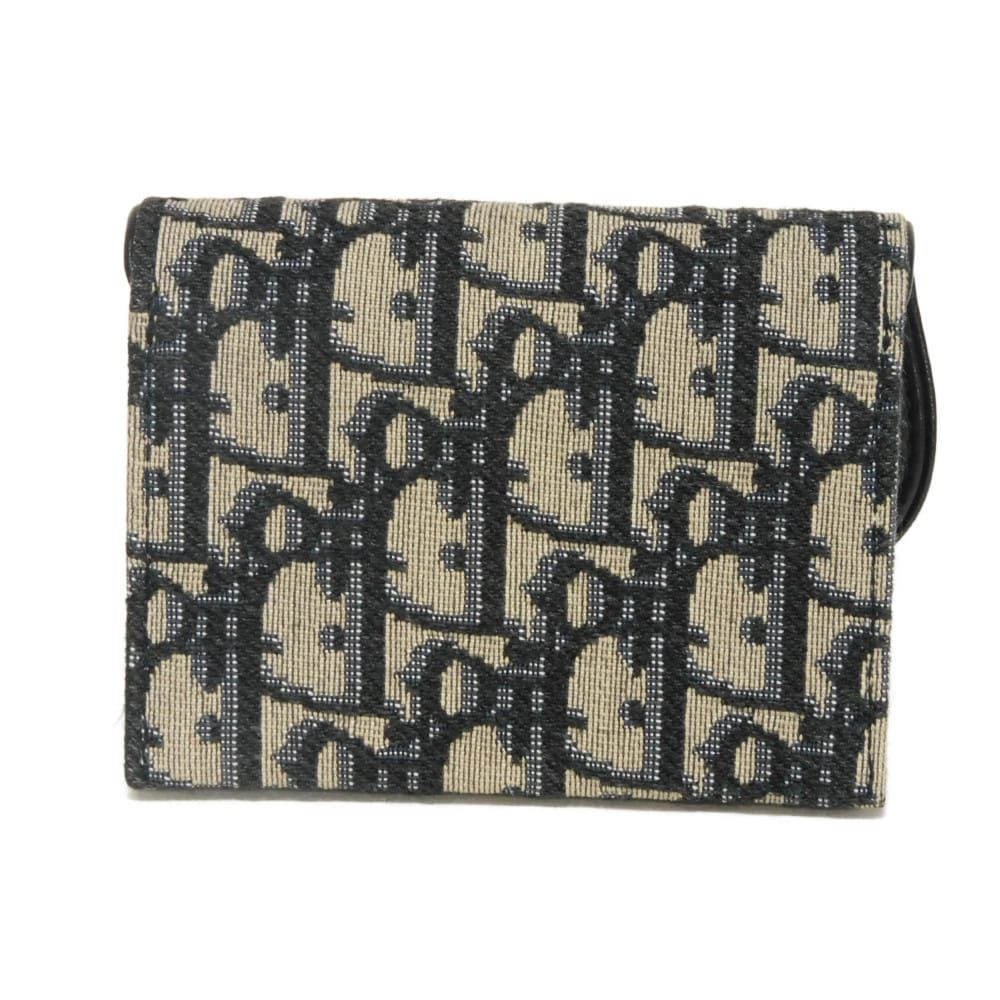 Dior Saddle Jasmine Oblique Jacquard Canvas Calfskin Card Holder