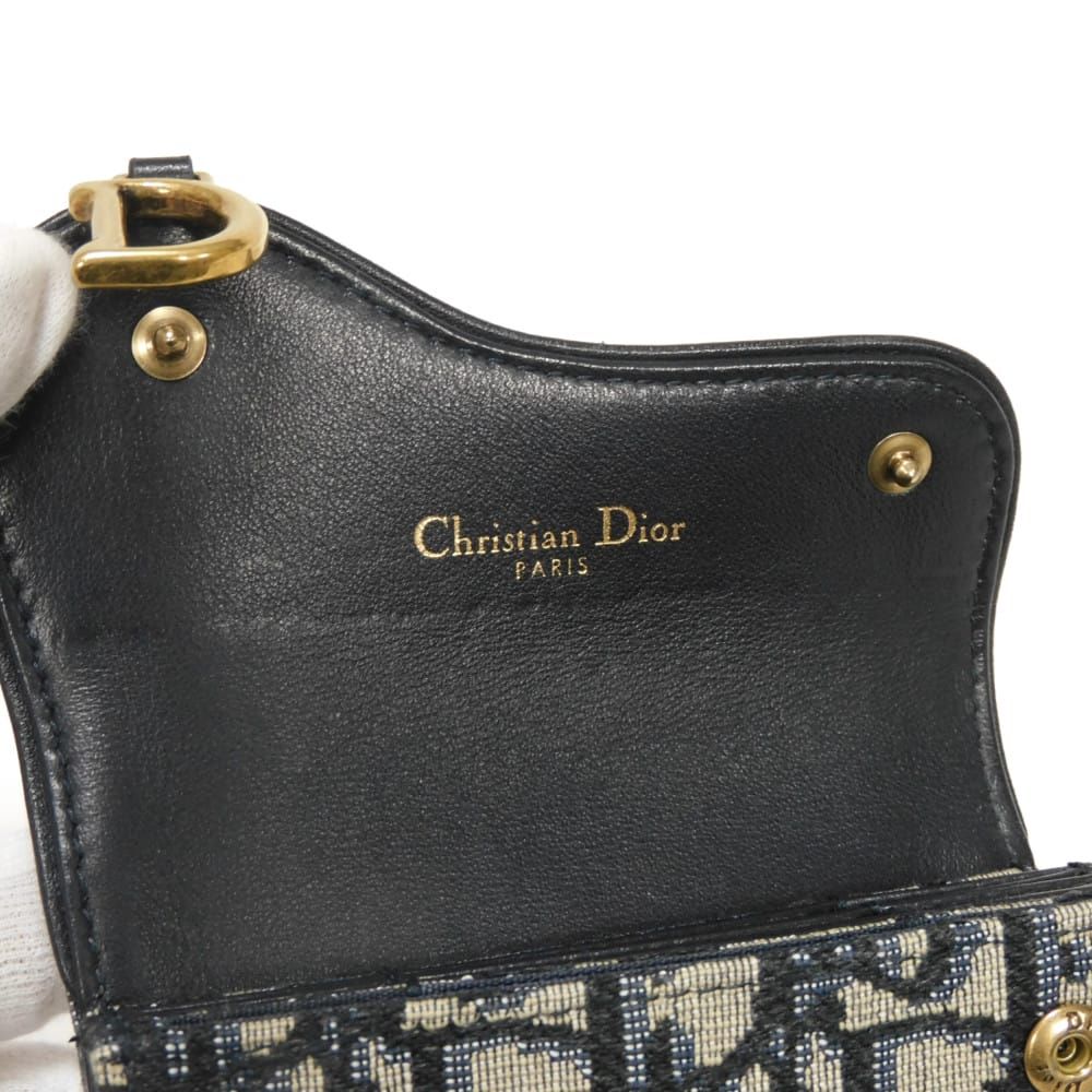 Dior Saddle Jasmine Oblique Jacquard Canvas Calfskin Card Holder