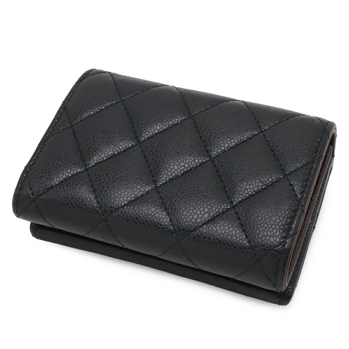 Chanel Classic Caviar Leather Tri Fold Wallet