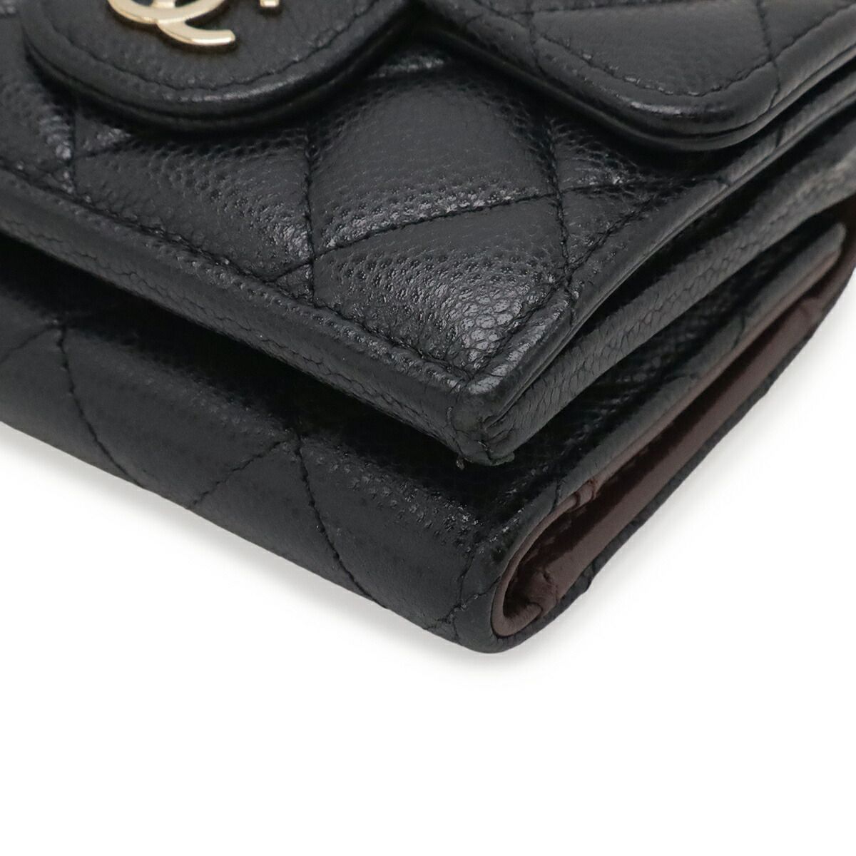 Chanel Classic Caviar Leather Tri Fold Wallet