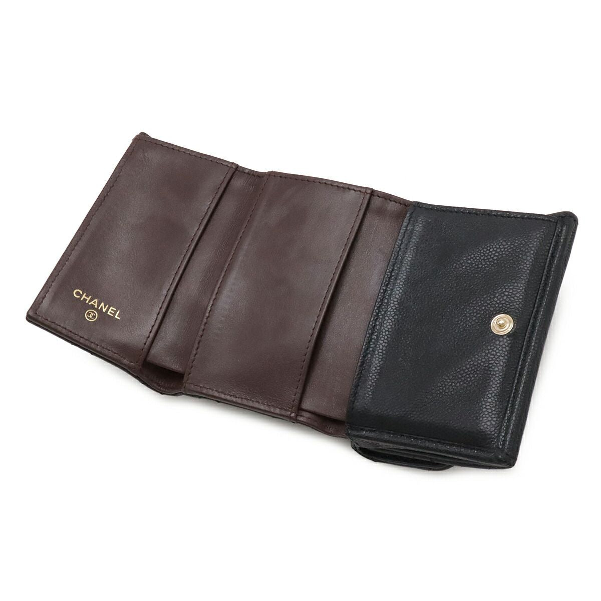 Chanel Classic Caviar Leather Tri Fold Wallet