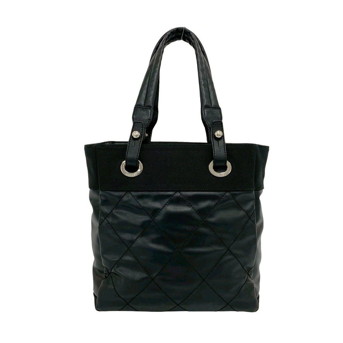 Chanel Paris-Biarritz Leather Canvas Tote Bag