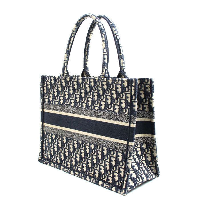 Dior Book Tote Oblique Embroidery Cotton Tote Bag