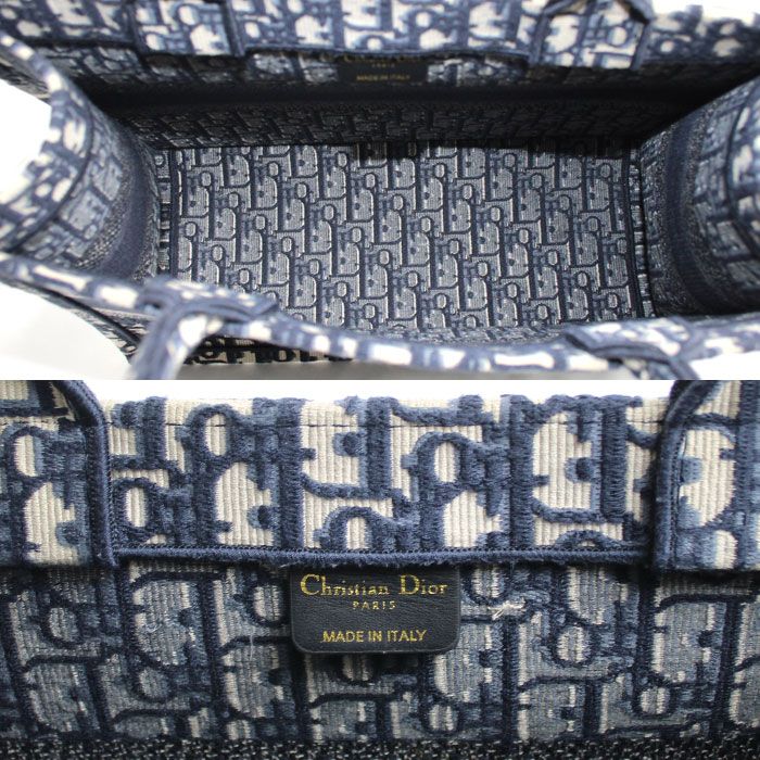 Dior Book Tote Oblique Embroidery Cotton Tote Bag
