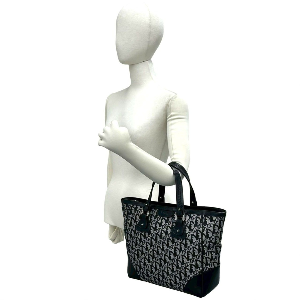 Christian Dior Trotter Canvas Leather Tote Bag