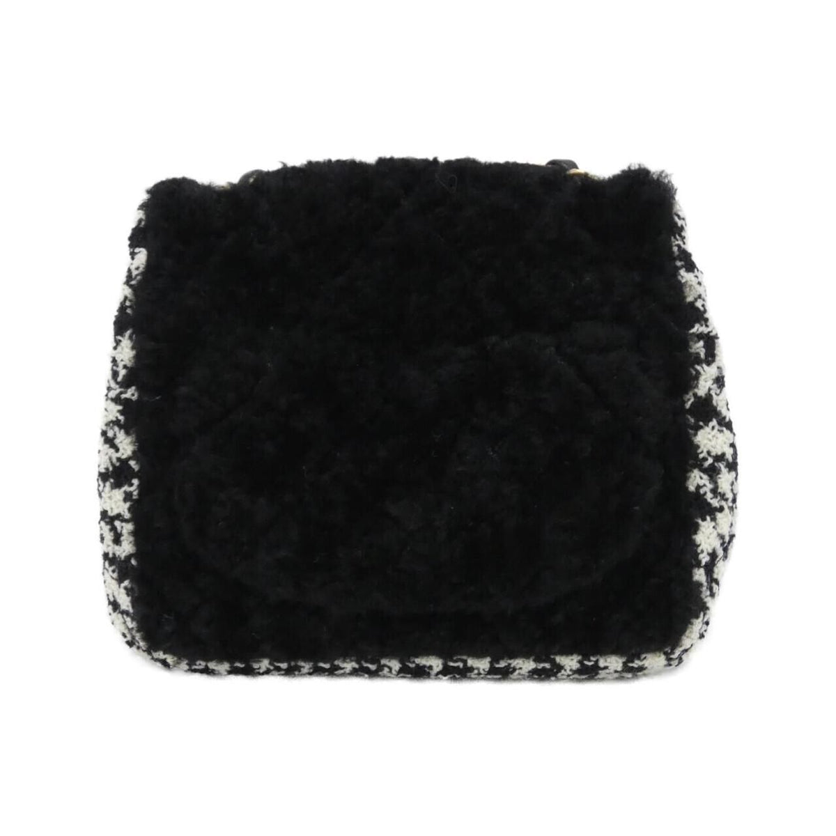 Chanel Shearling Sheepskin Tweed Shoulder Bag