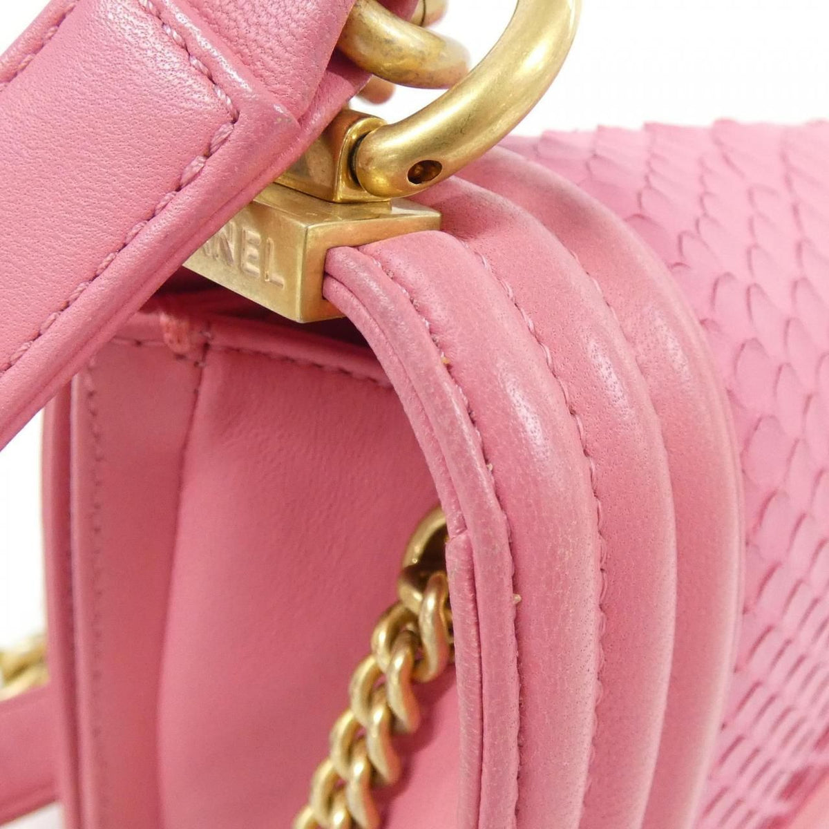 Chanel Boy Chanel Python Calf Shoulder Bag