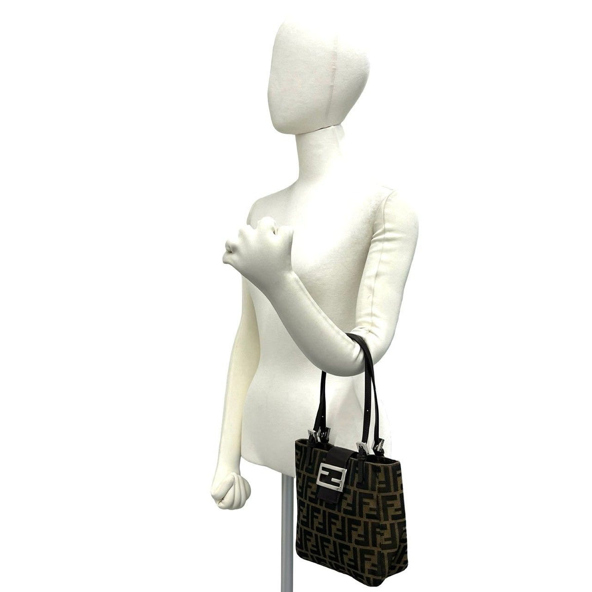 Fendi Zucca Canvas Leather Handbag