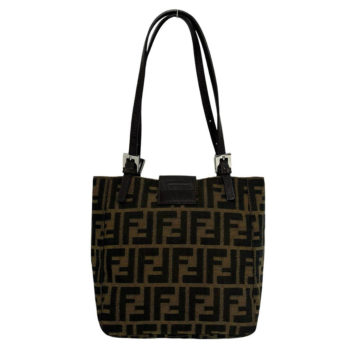 Fendi Zucca Canvas Leather Handbag