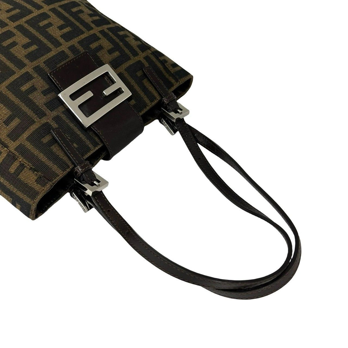 Fendi Zucca Canvas Leather Handbag