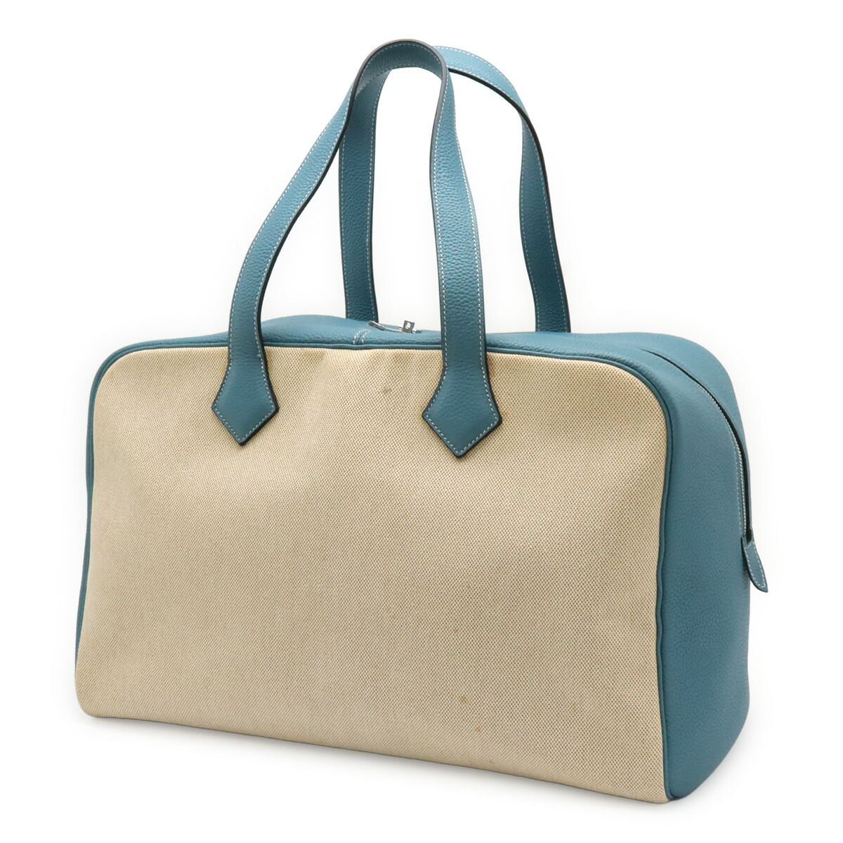 Hermes Victoria43 Canvas Calfskin Boston Bag