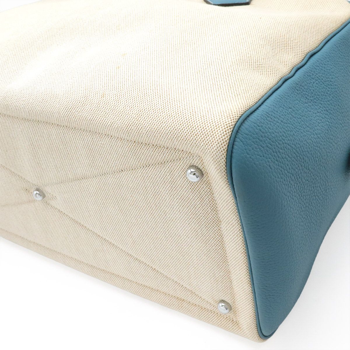 Hermes Victoria43 Canvas Calfskin Boston Bag