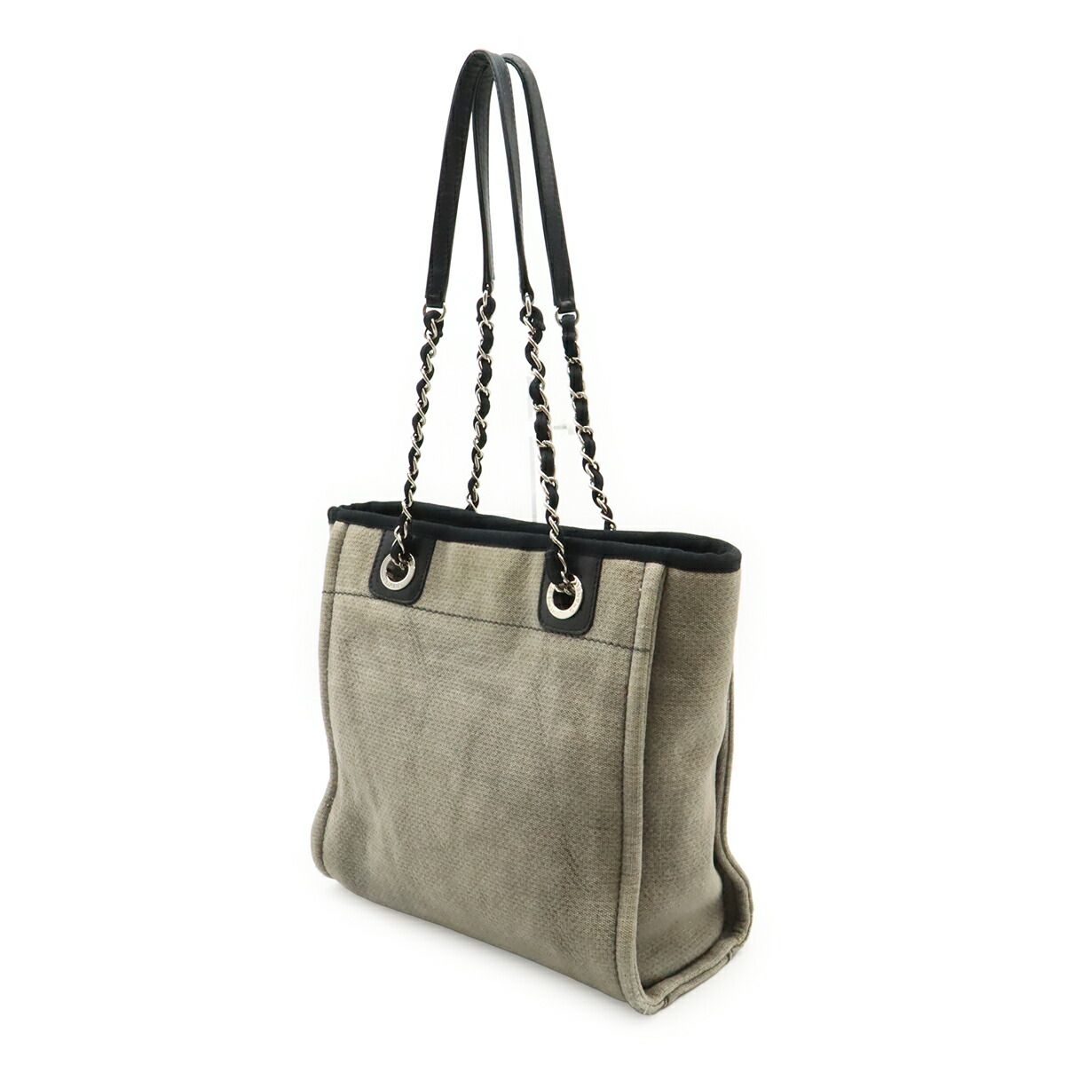 Chanel Deauville Canvas Leather Tote Bag