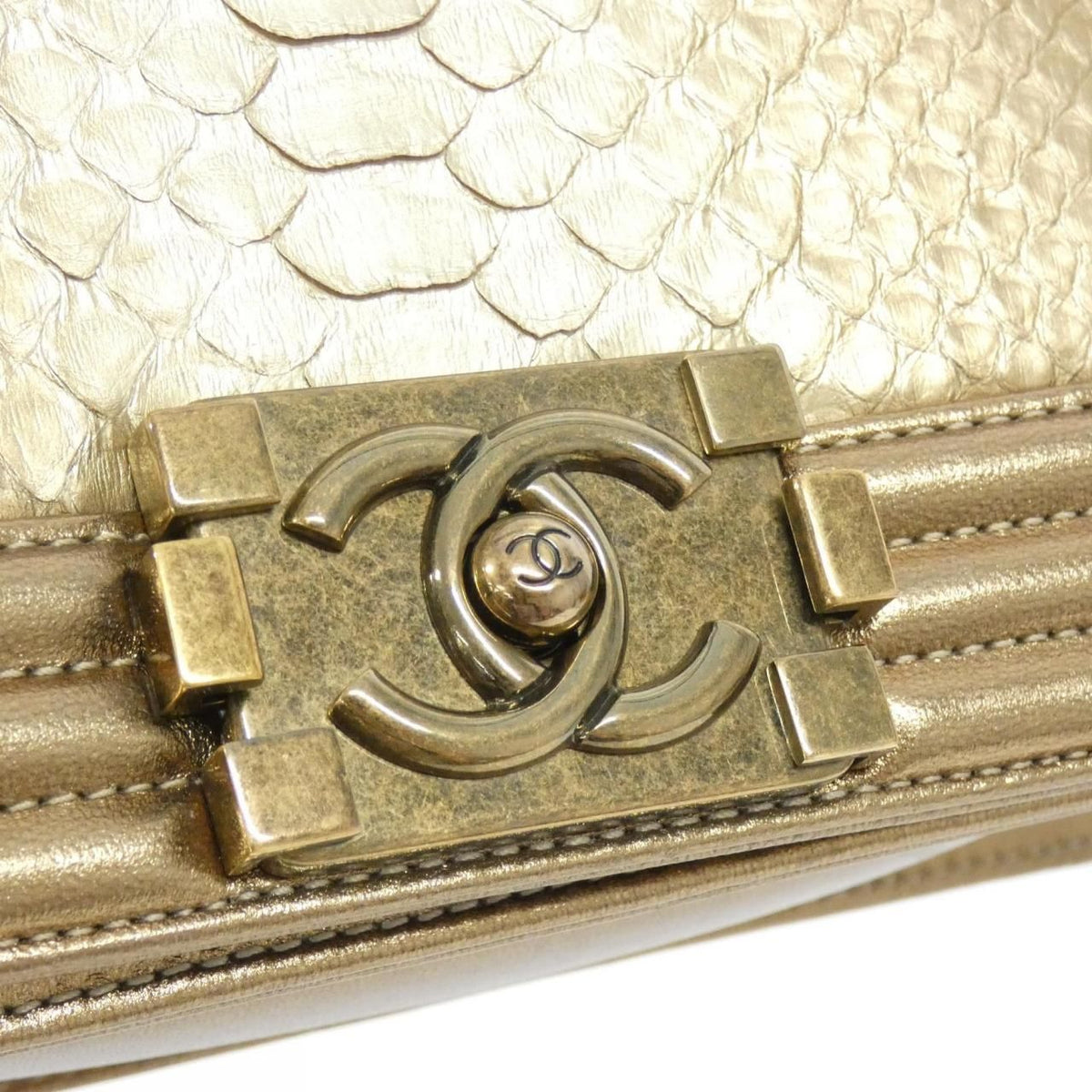 Chanel Boy Chanel Python Calf Shoulder Bag