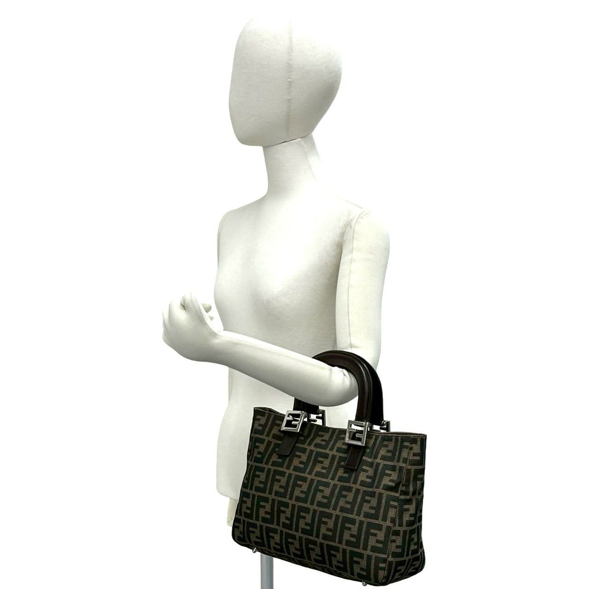 Fendi Zucca Canvas Leather Handbag