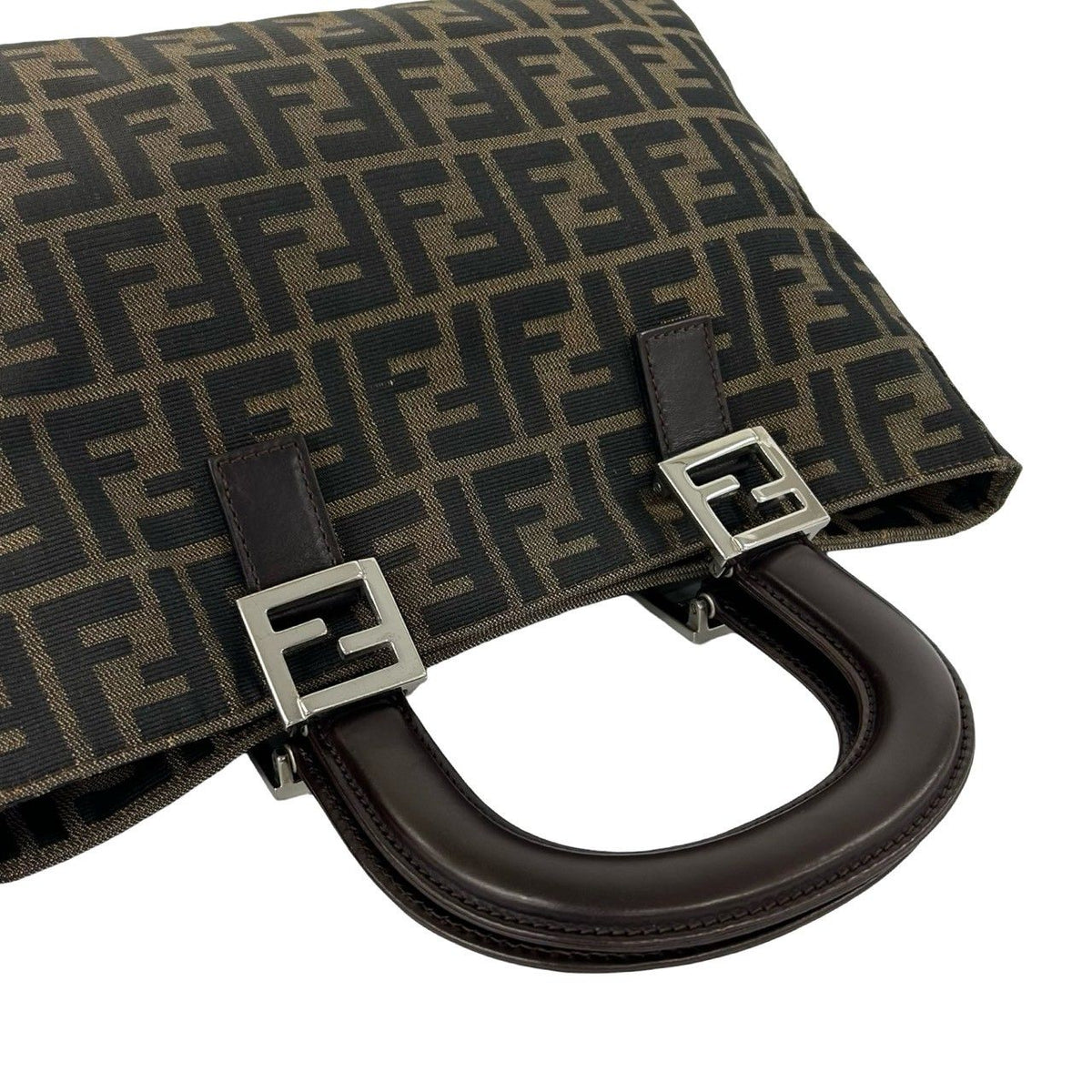 Fendi Zucca Canvas Leather Handbag