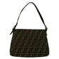 Fendi Mamma Baguette Canvas Leather Shoulder Bag