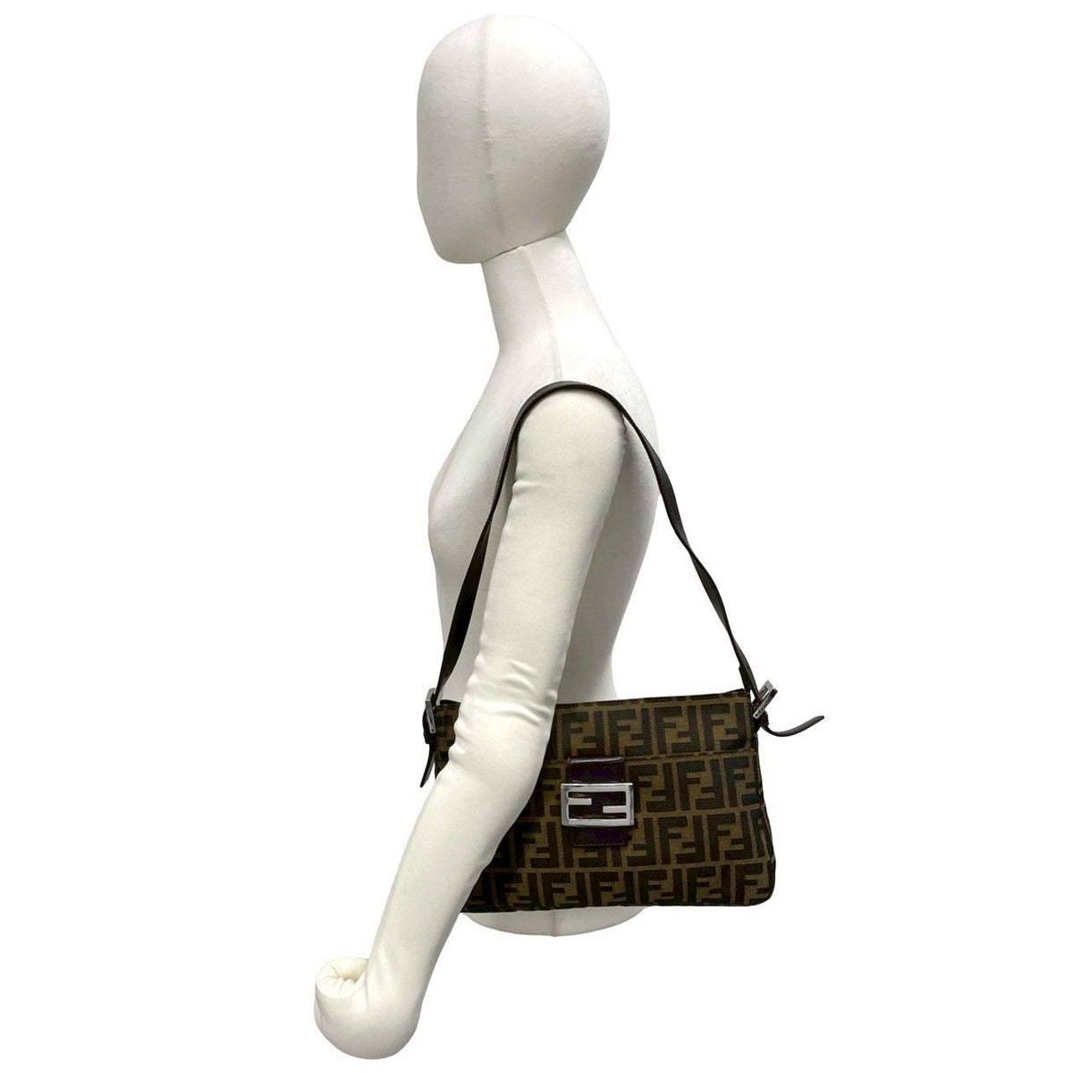 Fendi FF Canvas Leather Shoulder Bag