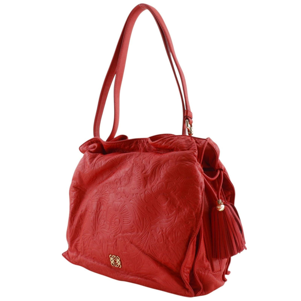 Loewe Flamenco Embossed Leather Shoulder Bag