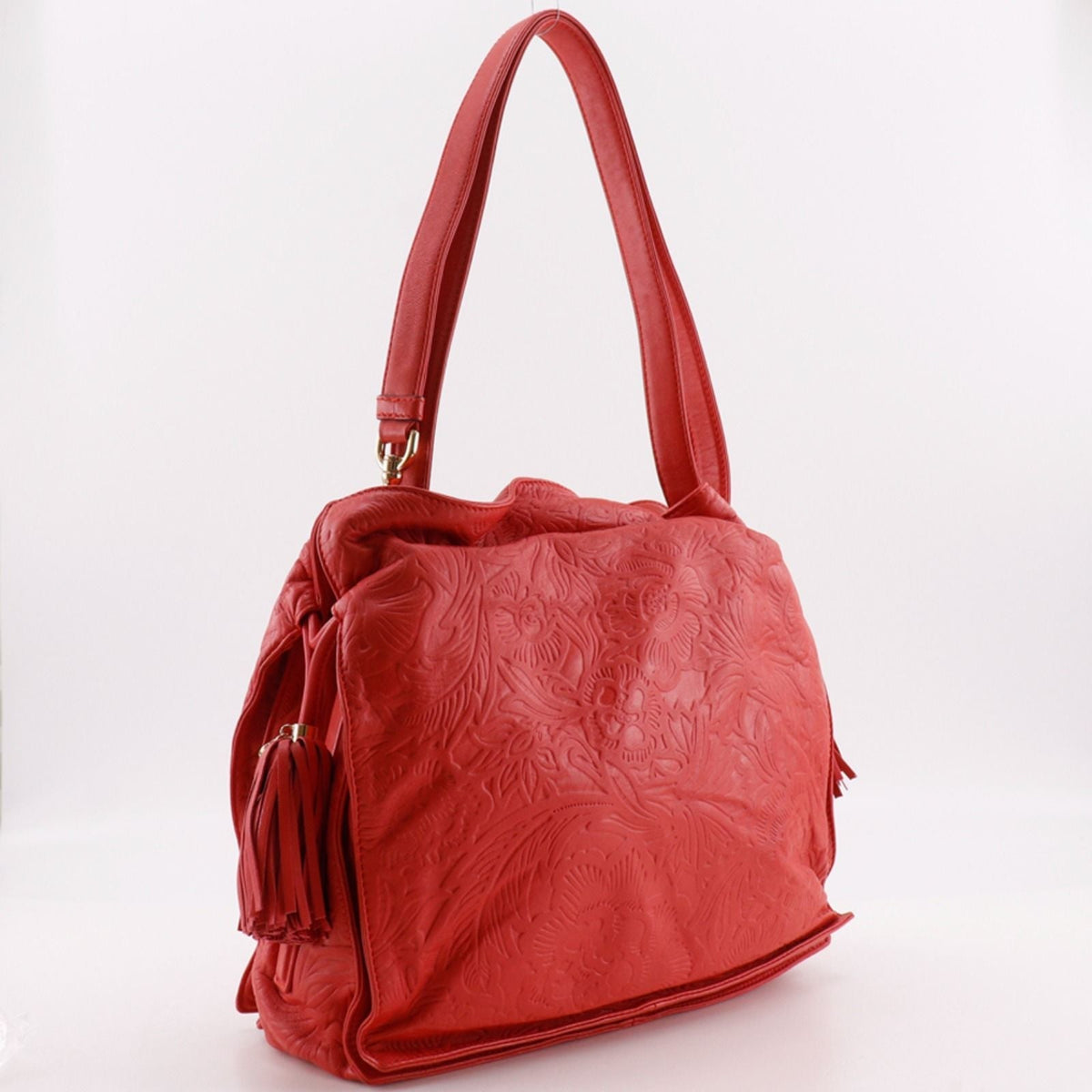 Loewe Flamenco Embossed Leather Shoulder Bag