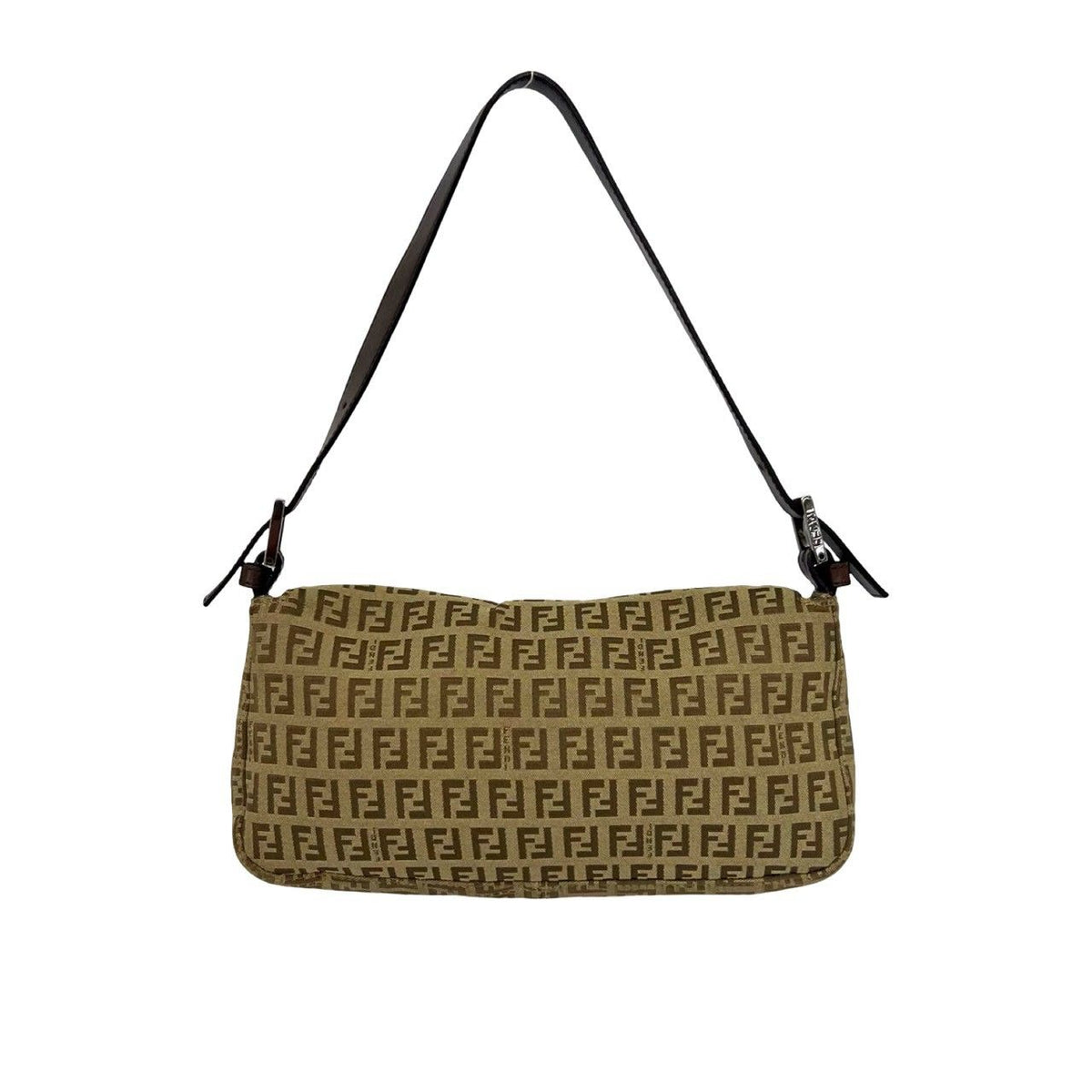 Fendi Zucchino Canvas Leather Shoulder Bag