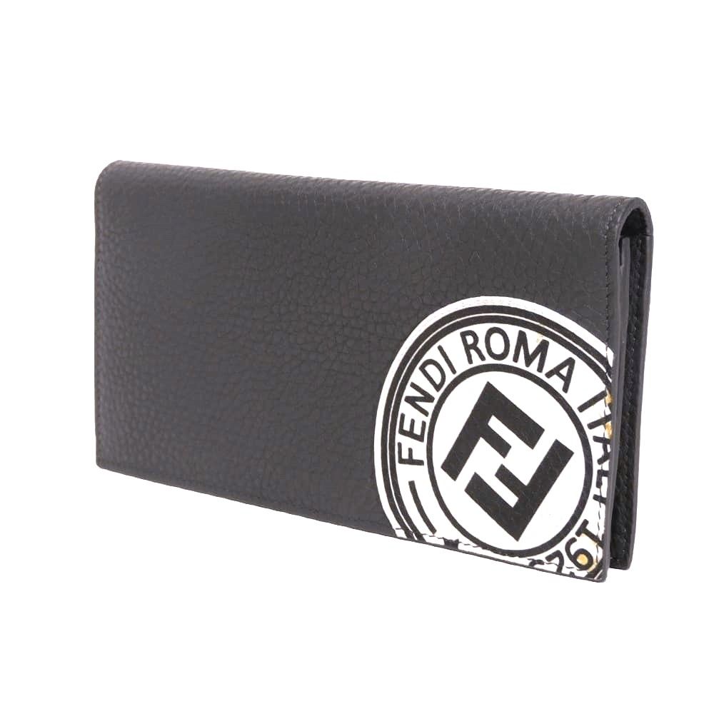 Fendi Logo Stamp Calf Leather Long Wallet