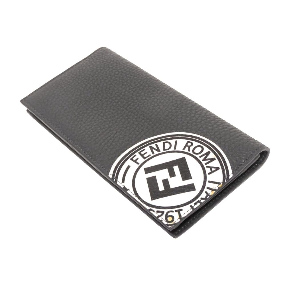 Fendi Logo Stamp Calf Leather Long Wallet