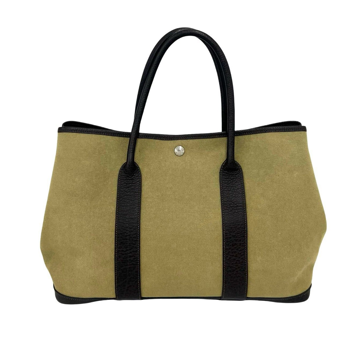 Hermes Garden Party PM Toile Officier Veau Buffle Tote Bag